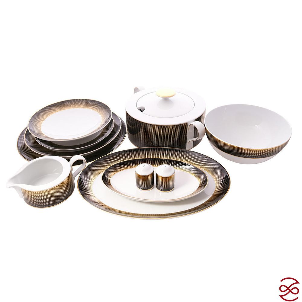 Столовый сервиз Falkenporzellan Deluxe Shape - Rio Black Gold 6 персон 26 предметов