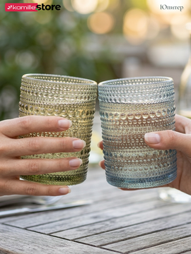 Набор стаканов 300 мл. 6 шт., стекло с фактурным орнаментом, коллекция Юпитер