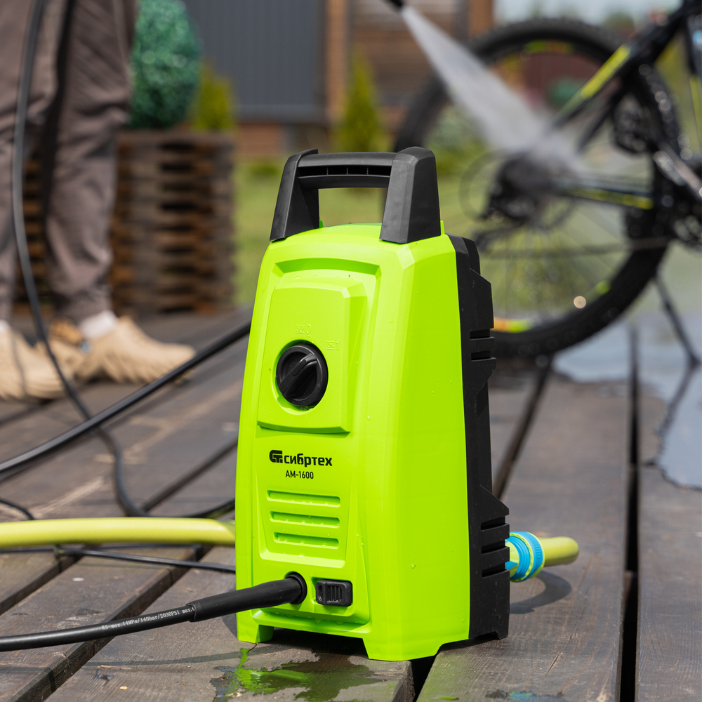 Моечная машина высокого давления АМ-1600, 1600 Вт, 130 бар, 330 л/ч, переносная Сибртех