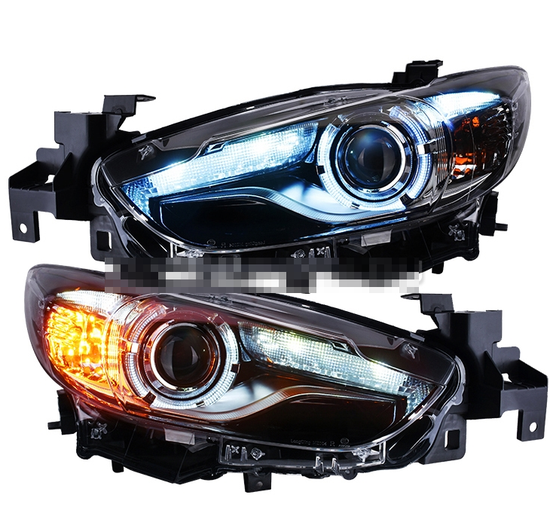 Передние фары Мазда 6 2013-2015 V7 type [Комплект Л+П; LED ходовые огни; электрокорректор; биксеноновая линза]