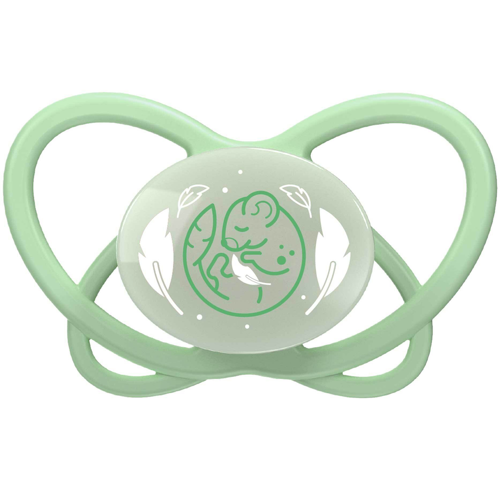 NIP Соска пустышка, силикон "Butterfly Night ", зелёный, размер 2 (6+)