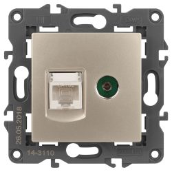 14-3110-04 ЭРА Розетка RJ45+TV, IP20, шампань | Elegance Шампань