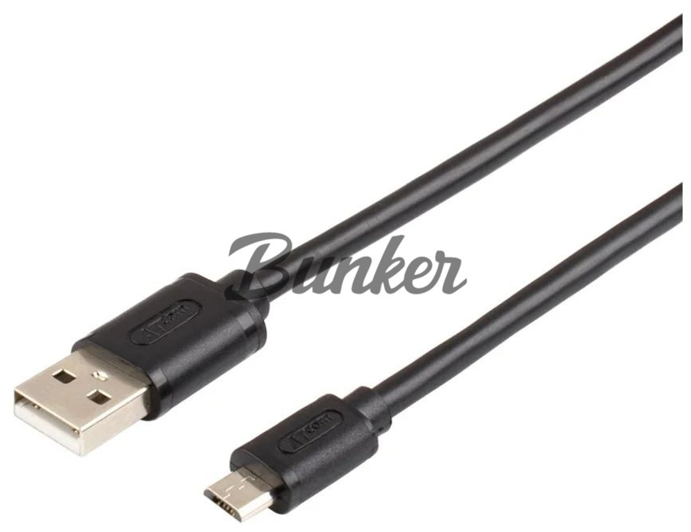 Кабель USB- MICRO-USB ATCOM AT9175, черный пластик штекер, 1,8 м, круглый черный пвх