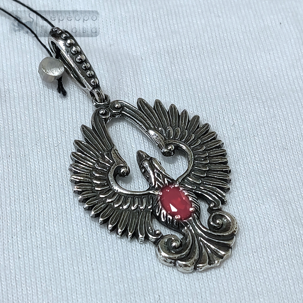 Подвеска "Феникс", гранат/аметист