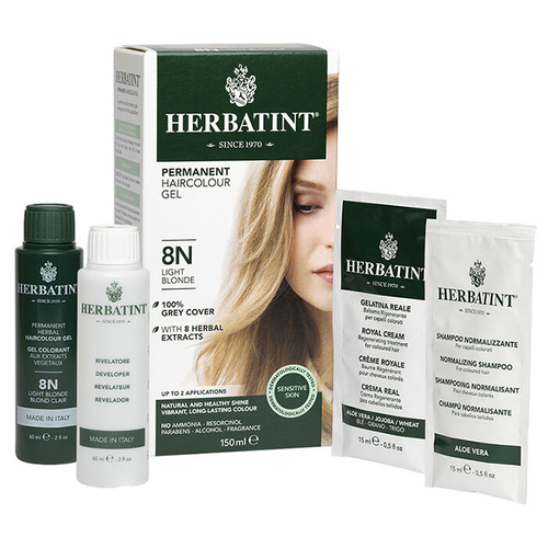 Гель-краска для волос тон 8N СВЕТЛЫЙ БЛОНДИН HERBATINT, 150 мл