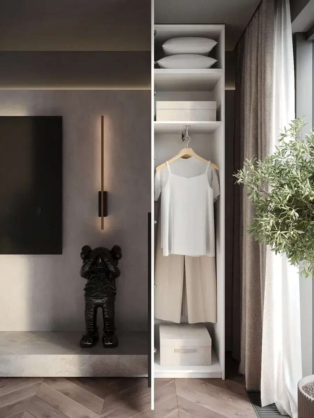 Шкаф распашной 40*40*240 белый, с антресолью Lorena 1