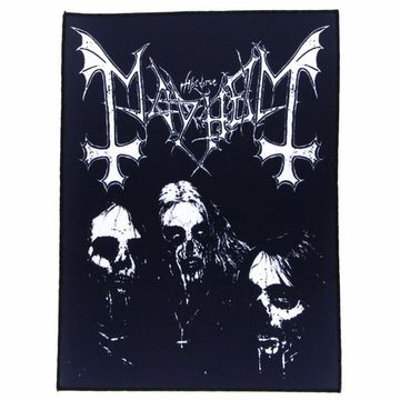 Нашивка спиновая Mayhem группа ч/б (4345)