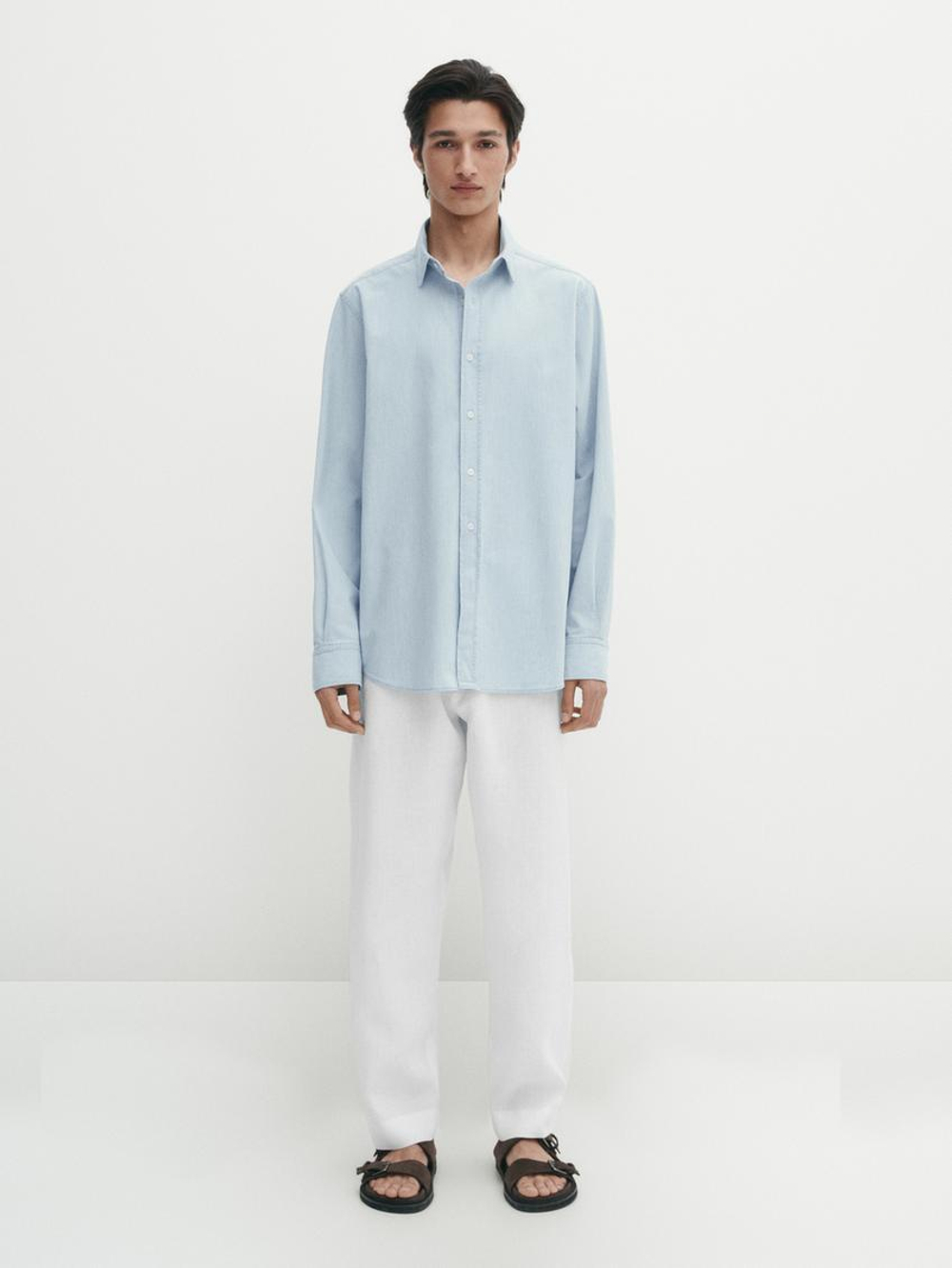 Massimo Dutti Джинсовая рубашка, голубой