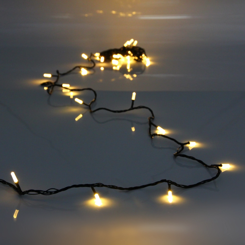 Гирлянда для дома «Кристаллы» 9,5 м 100 ламп LED черный пров., 8 реж.,IP-40, Теплый белый (возможность соединения)