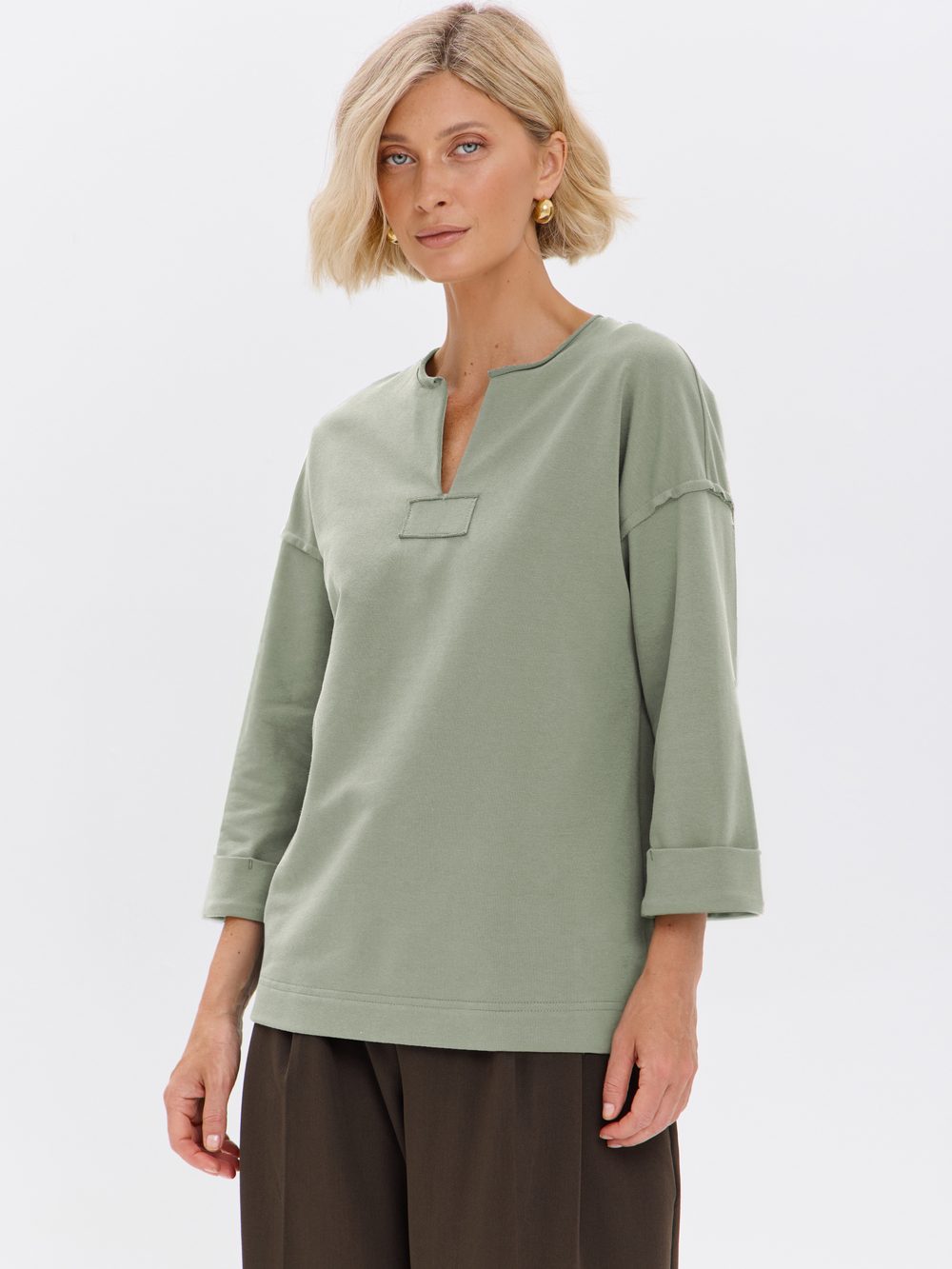 Джемпер с V-вырезом и рукавом 3/4