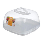 Тортница квадратная с защелками, с ручкой для переноски, двойное дно М1121