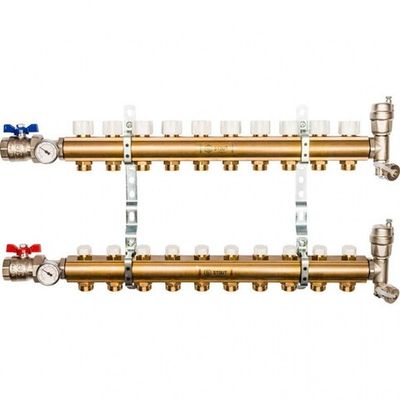 Коллектор из латуни с запорными клапанами Stout