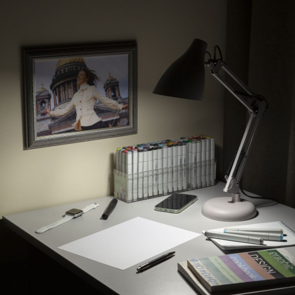 Настольный светильник ЭРА N-123-Е27-40W-GY серый | Настольные светильники под лампу