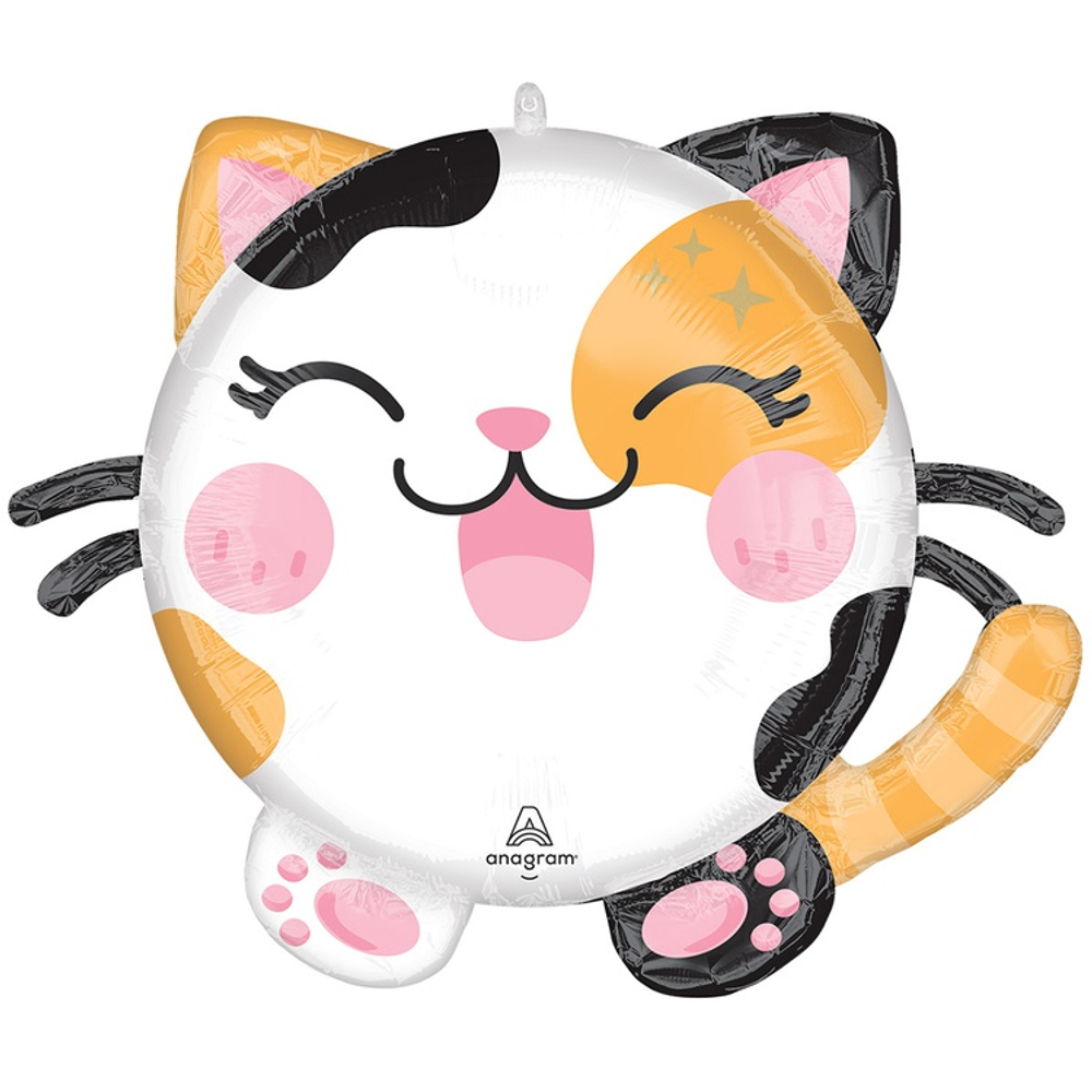Шар Фольгированный Кавайи Котенок кругляш (Ассорти)