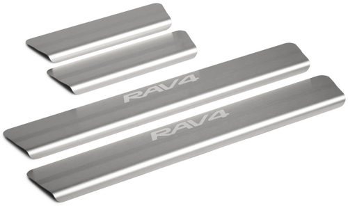 Накладки на пороги Rival для Toyota RAV 4 XA50 2019-н.в., нерж. сталь, с надписью, 4 шт., NP.5714.3