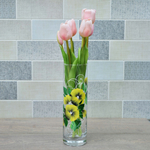 Ваза для цветов цилиндр Н26 D10 эконом роспись 130311