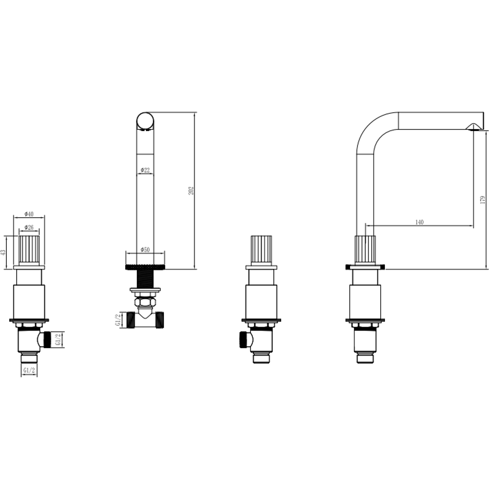 Смеситель для раковины Boheme ELEGANTE 152-G-EL , GOLD
