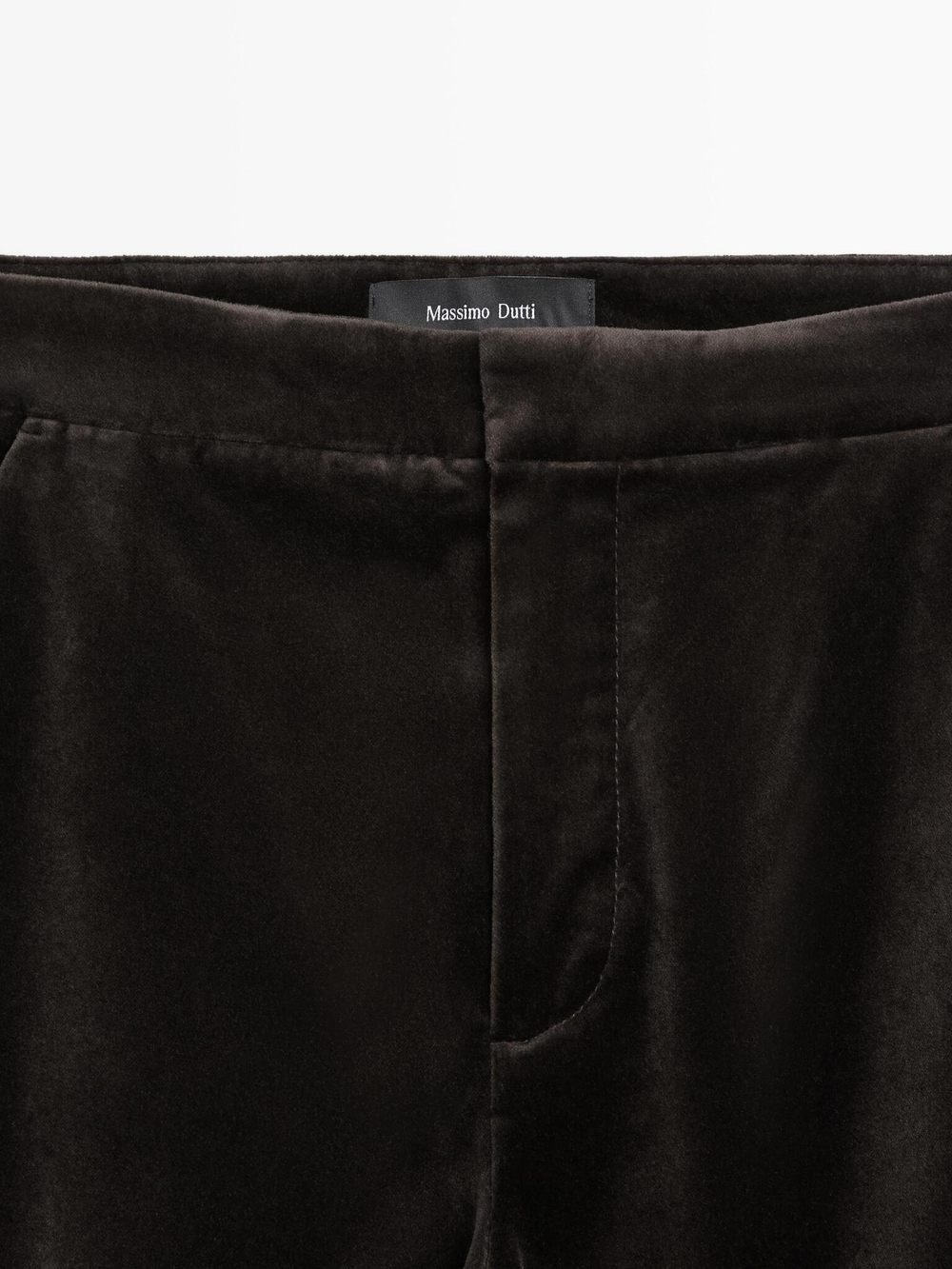 Massimo Dutti Расклешенные бархатные брюки, шоколадный