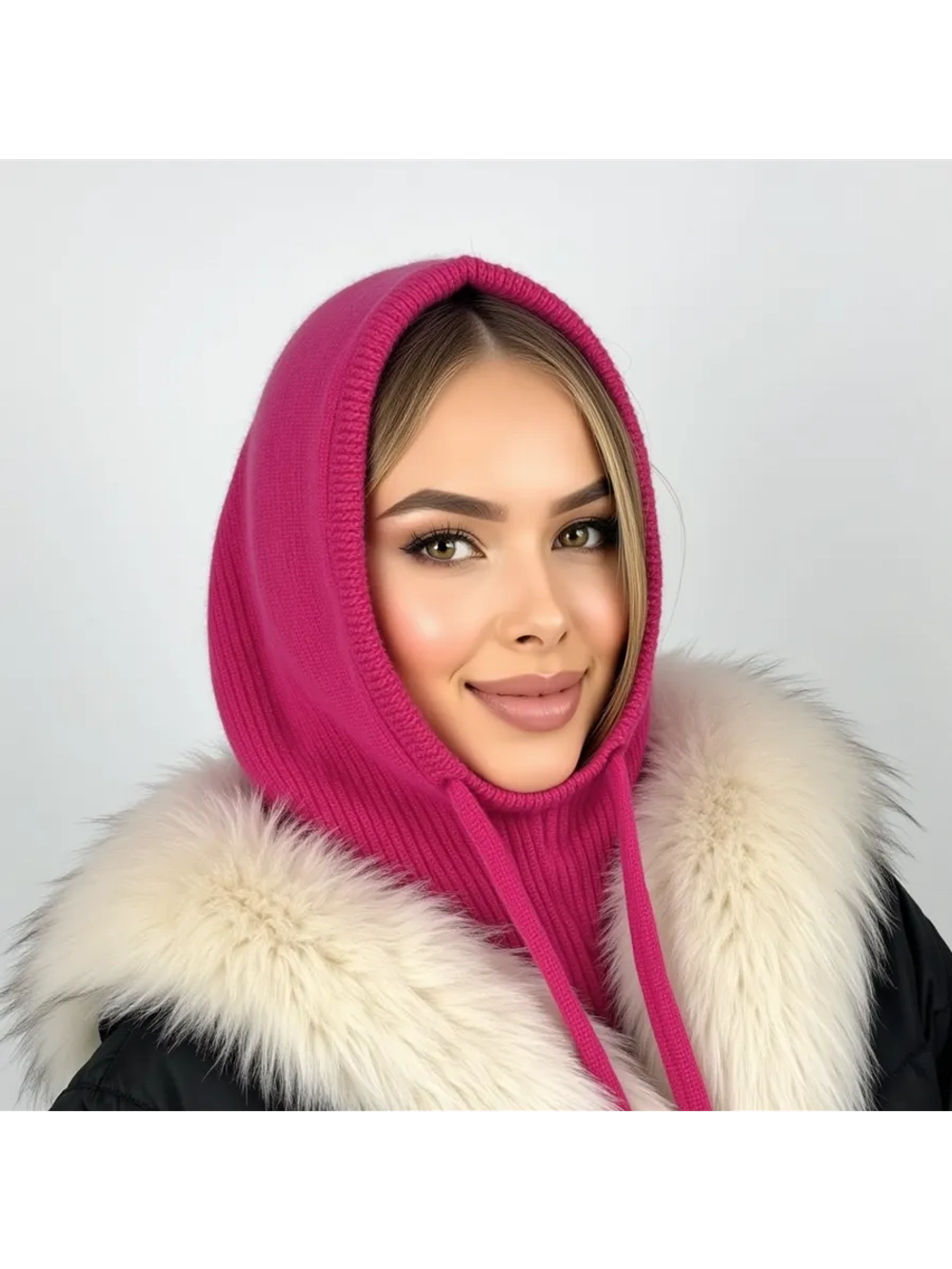 капор зимний и осенний капюшон- снуд вязаный ангора