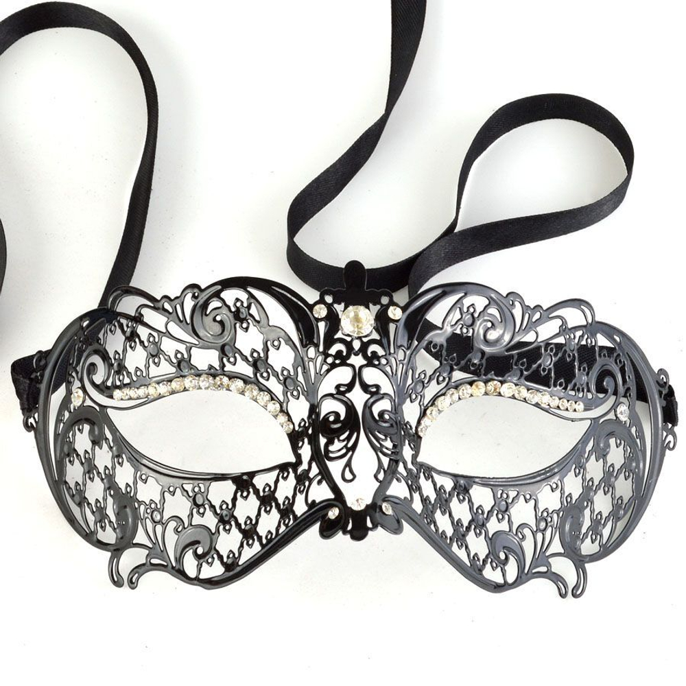 Черная металлическая карнавальная маска в венецианском стиле (Цвет: черный)