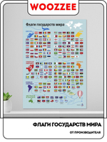 Плакат обучающий "Флаги государств мира по континентам"