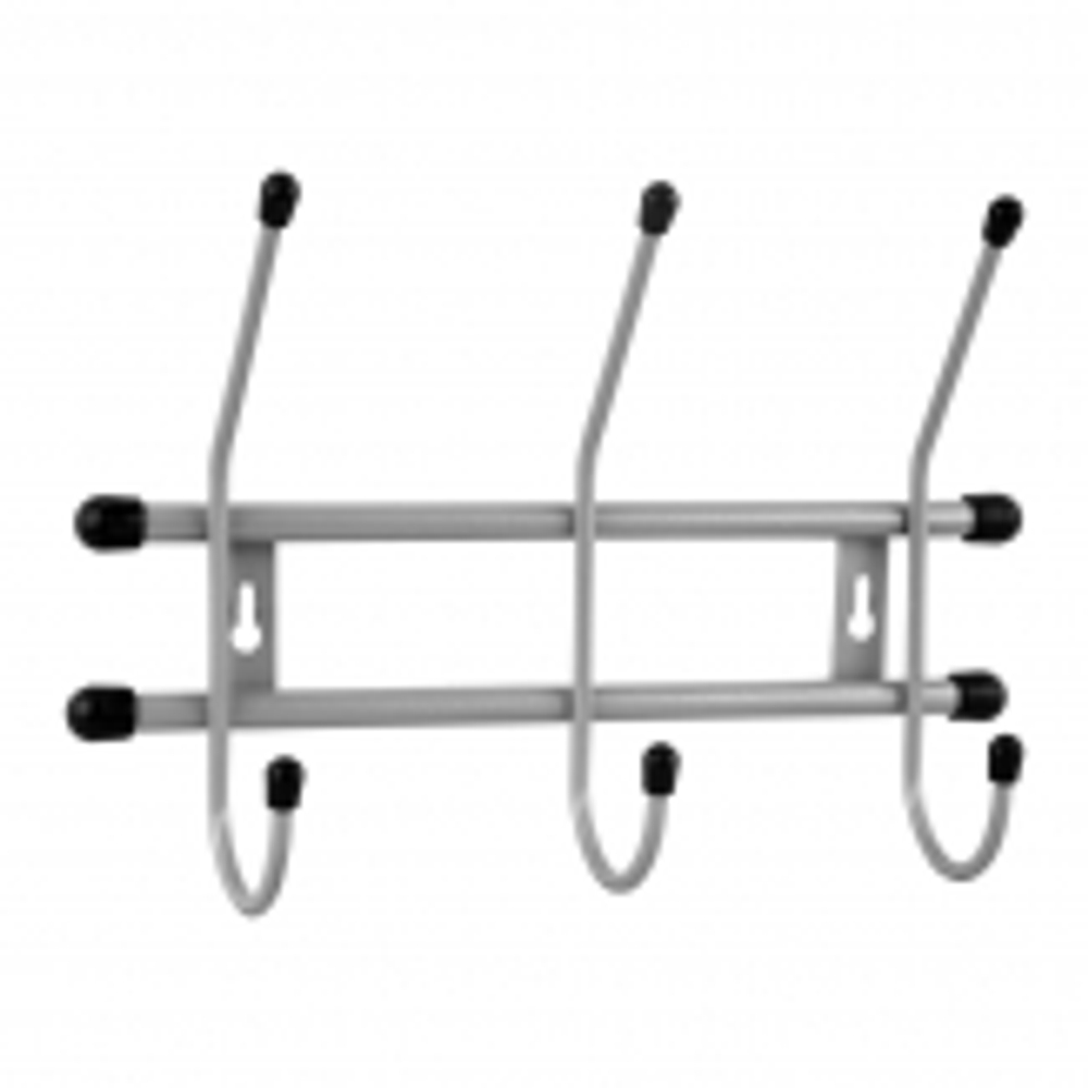 ВЕШАЛКА НАСТЕННАЯ СТАНДАРТ 3 КРЮЧКА СЕРЫЙ МЕТАЛЛИК ВНС33