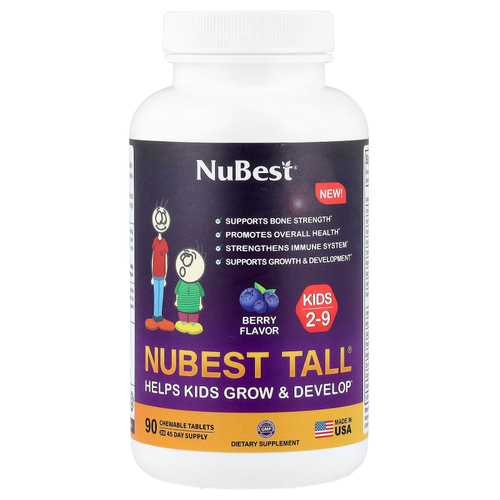 NuBest, Tall®, добавка для детей от 2 до 9 лет, с ягодным вкусом, 90 жевательных таблеток