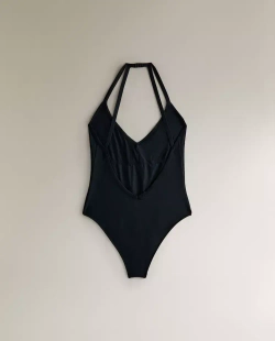 ZARA HOME КУПАЛЬНИК С БРЕТЕЛЬКАМИ НА СПИНЕ, ЧЕРНЫЙ