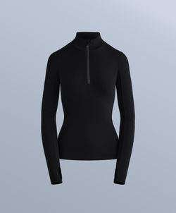 Oysho Термофутболка с застёжкой-молнией на половину длины, черный