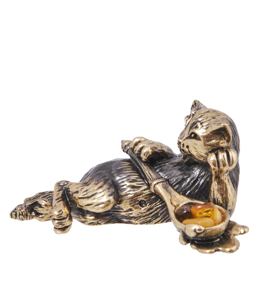 Народные промыслы AM-4134 Фигурка «Кот без забот» (латунь, янтарь)