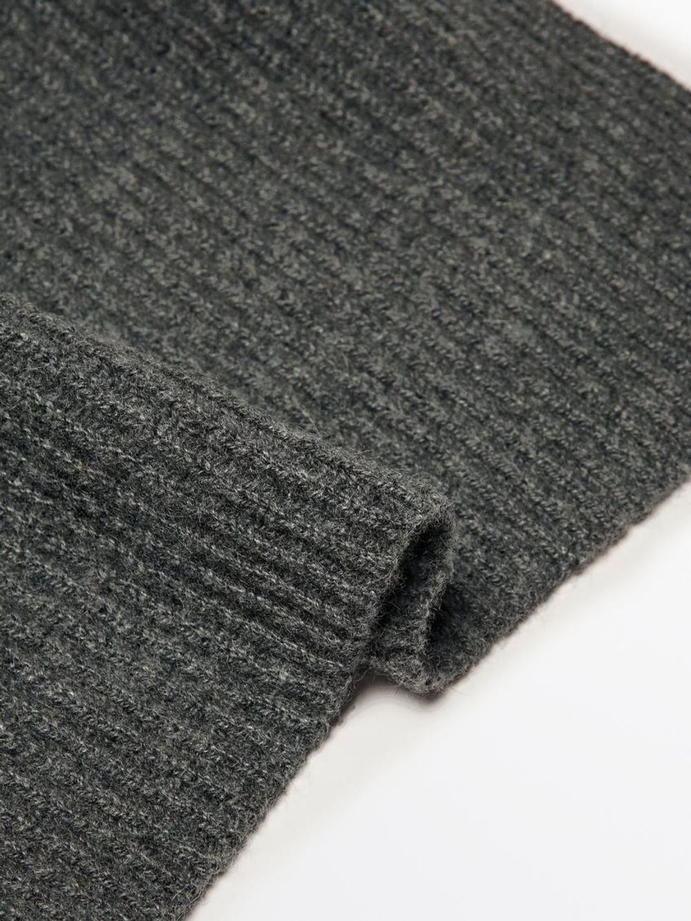 Massimo Dutti Шарф из 100% кашемира в рубчик, жемчужно-серый