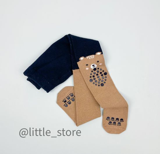 Колготки хлопковые со стоперами на коленях, Коричневый меланж