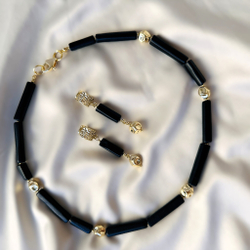 Комплект бижутерии "Черное солнце" из шунгита