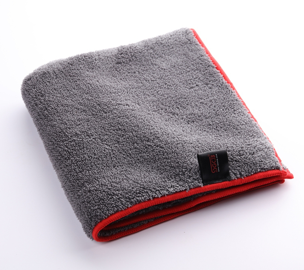 Микрофибра с оверлоком для полировки SGCB Microfiber Plush Towel 40*40см 600г/м2 серая