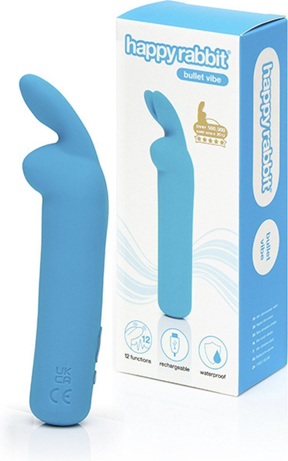 Голубая вибропуля с ушками Rechargeable Rabbit Ears Bullet Vibrator (Цвет: голубой)