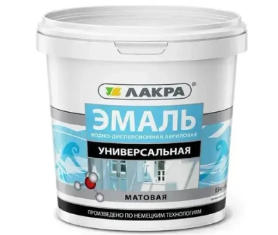 Лакра Эмаль, Акриловая, Матовое покрытие, 0,9 кг, белый