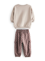 Толстовка и джоггеры в комплекте для мальчика Next B16-821, Серый, Коричневый