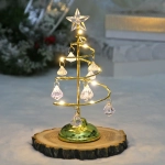 Сувенир с подсветкой «Елочка Хрустальная» 18 см, диаметр 8 см, основание-золото, свечение-тепл.белый, хрусталик Белый (работает от батареек 3 LR44)