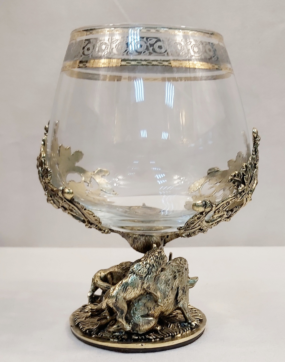 Бокал для коньяка "Охота на вепря" в подарочном футляре