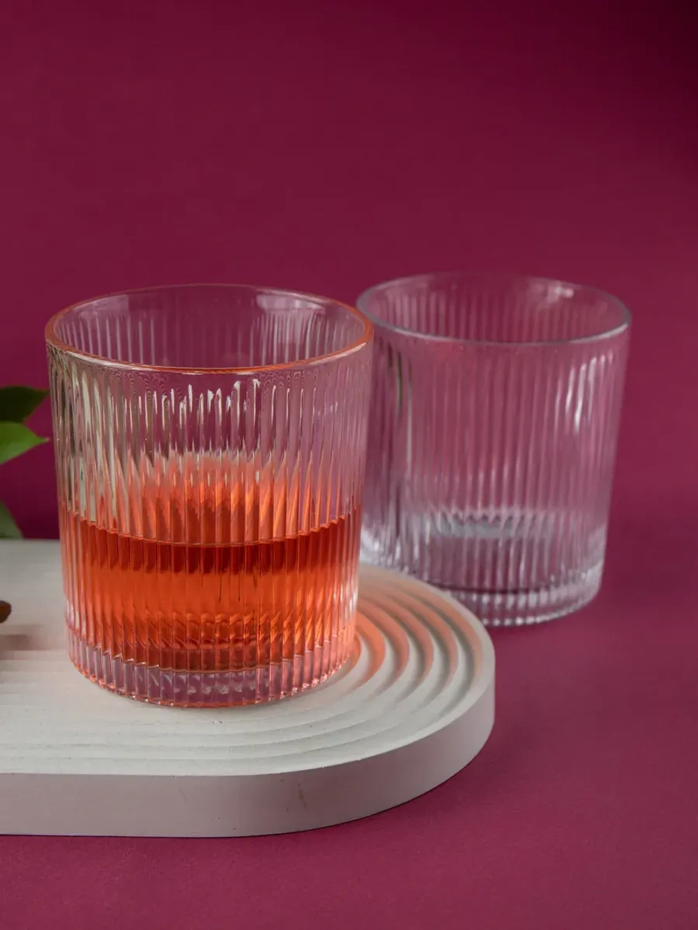 Набор ребристых бокалов для виски, 350 мл. 6 шт. Прозрачные