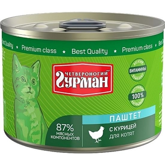 Четвероногий Гурман Паштет с курицей влажный корм для котят