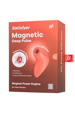 Вакуум-волновой стимулятор клитора Satisfyer Magnetic Deep Pulse, силикон, абрикосовый, 11,6 см