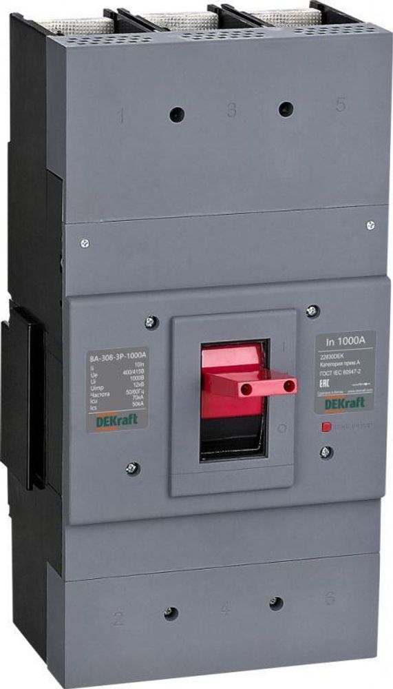 Выключатель автоматический 3п 1000А 70кА ВА-308 DEKraft 22830DEK Выключатель автоматический 3п 1000А 70кА ВА-308 DEKraft 22830DEK