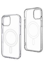 Чехол магнитный для Apple iPhone 15 Plus прозрачный , противоударный чехол с магнитным креплением пластиной для беспроводной зарядки , добавляет функцию MagSafe ( магсейф) на Айфон 15 Плюс