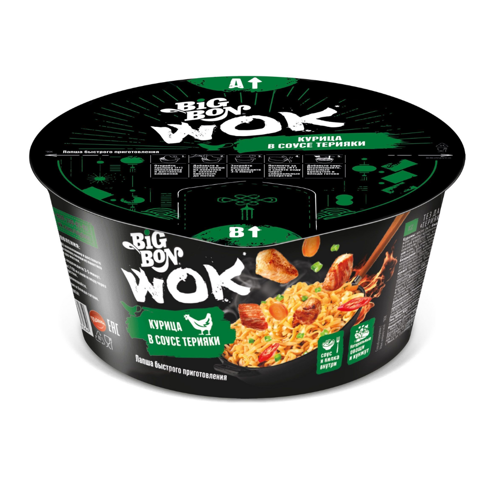 Лапша Big Bon WOK Курица терияки лоток 85 гр