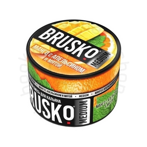 Бестабачная смесь для кальяна BRUSKO, 50 г, Манго с Апельсином и мятой, Medium