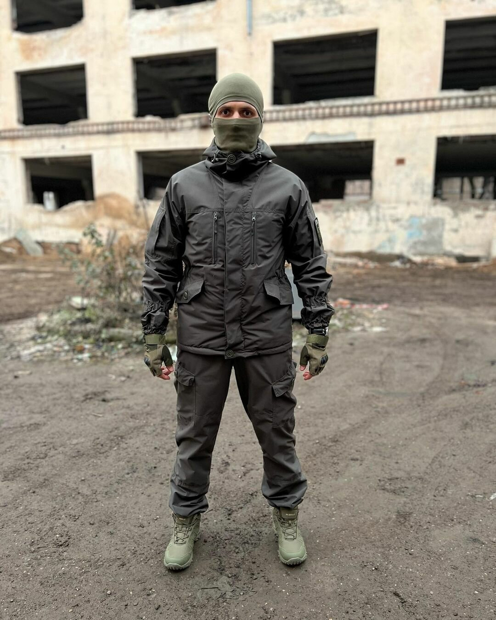 Костюм горка 6  флис осень  зима / темная олива /