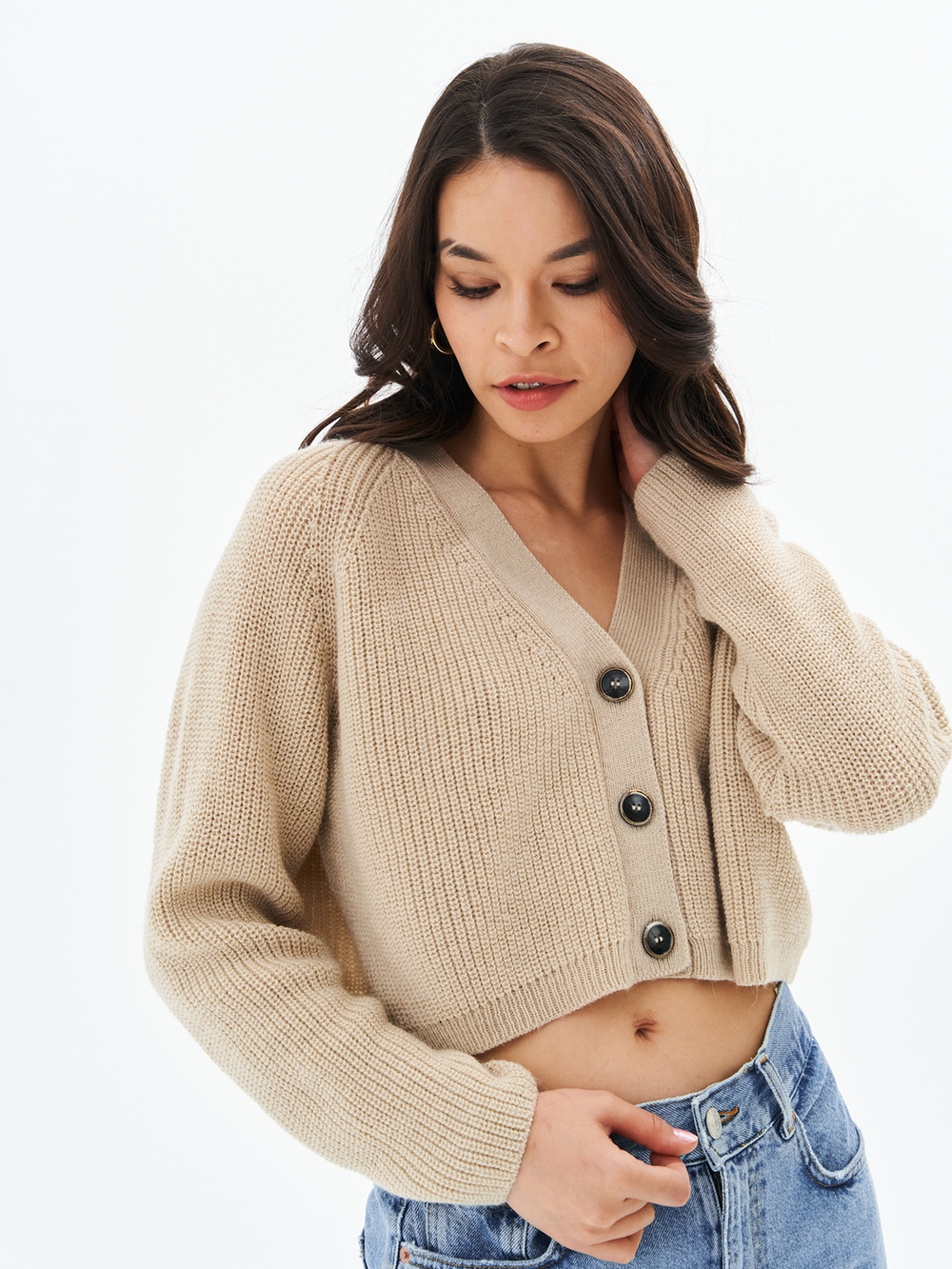 Кардиган короткий бежевый