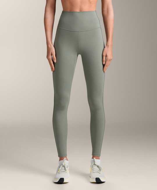 OYSHO Легинсы Comfortlux с высокой посадкой в ​​рубчик, длиной до щиколотки, хаки-серый