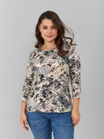 Лонгслив ЛНв-306/коллажиндиго-серыецветы